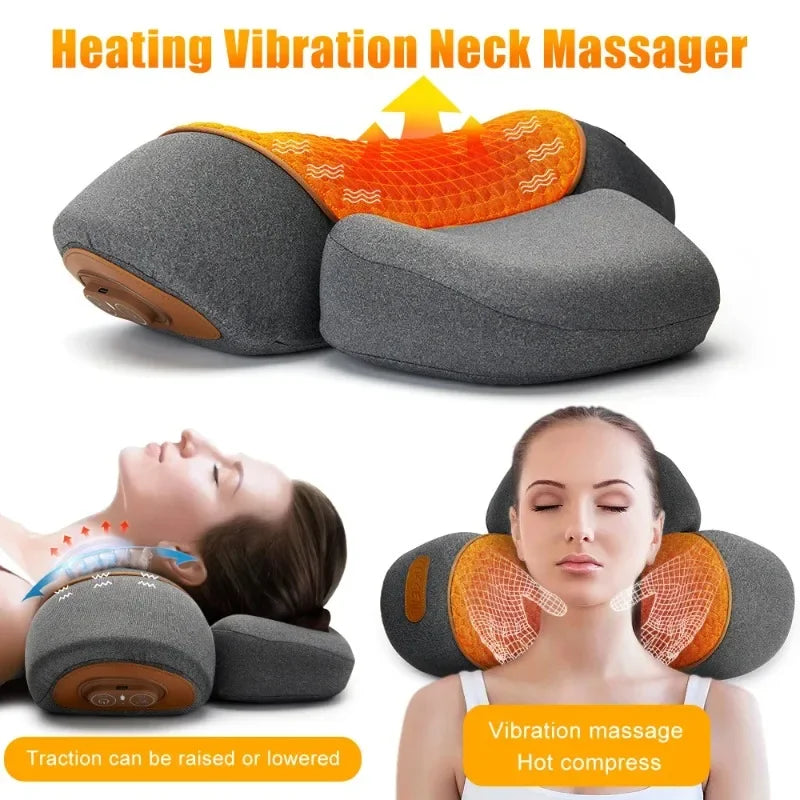 Heated Neck Massager Pillow – Electric Cervical Support & Vibration Relaxation