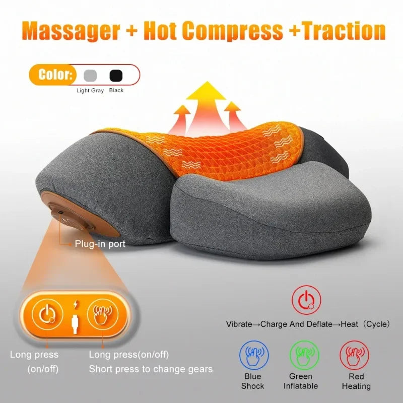 Heated Neck Massager Pillow – Electric Cervical Support & Vibration Relaxation